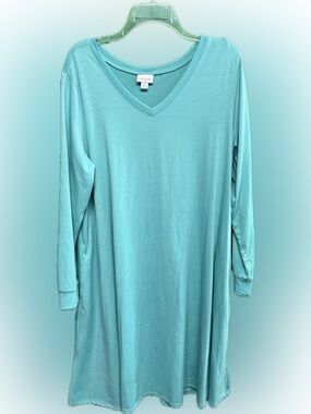 LuLaRoe Light Teal V-Neck Long Sleeve Dress